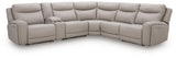 Gravier - 6-Piece Power Reclining Sectional With Storage Console - Gray