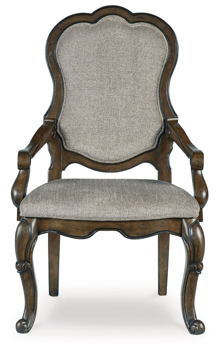 Maylee - Dark Brown - Dining Upholstered Arm Chair (Set of 2)