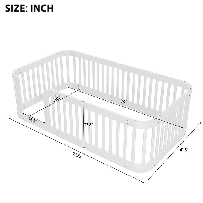 Wood Floor Bed Frame With Fence