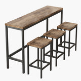 Modern Design Long Dining Table Set With 3 Stools
