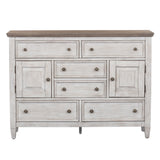 Heartland - 2 Door 6 Drawer Chesser - Antique White / Tobacco Tops