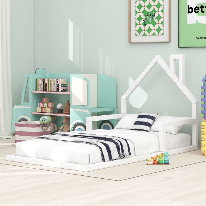 Floor Bed With House Shaped Headboard