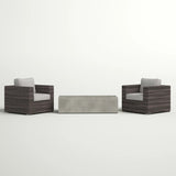 Outdoor Rattan Wicker Seating Set With Cushions 2 Person Patio Furniture - Espresso / Gray