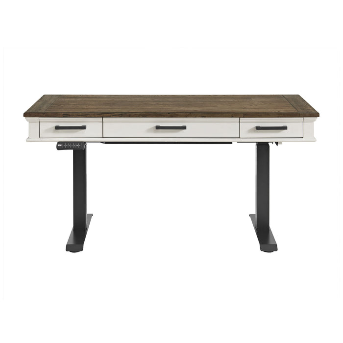 Drake - Lift Desk - Rustic White / French Oak
