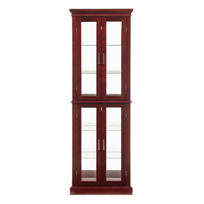 Curio Cabinet Lighted Curio Diapaly Cabinet With Adjustable Shelves And Mirrored Back Panel, Tempered Glass Doors (6 Tier), (E26 Light Bulb Not Included)