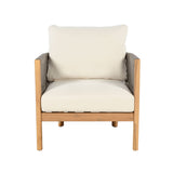 Patio Acacia Wood Club Chair, Woven Rope Outdoor Patio Arm Chair, Deep Seating For Porch - Teak / Beige