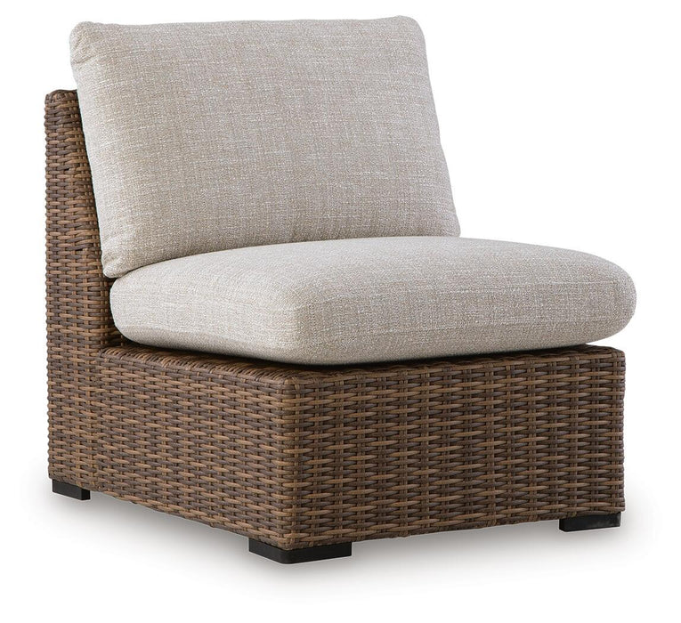 Dolan Creek - Armless Chair With Cushion - Beige / Brown
