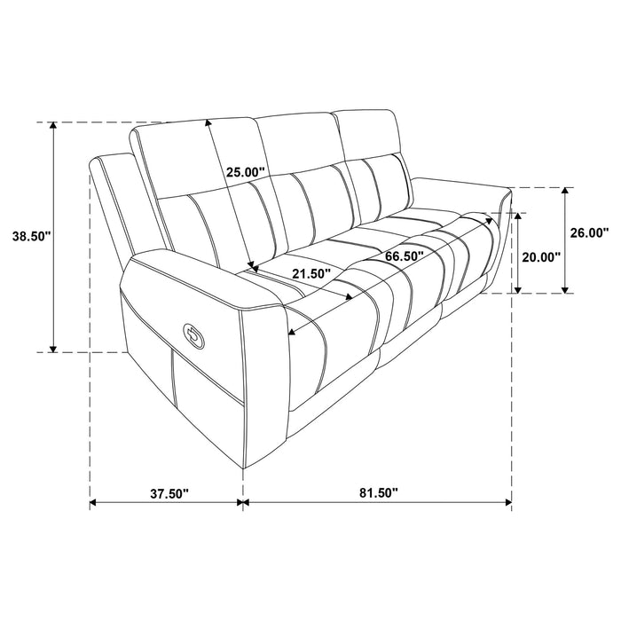 Slater - 3 Piece Upholstered Reclining Sofa Set And Built In Storage - Taupe