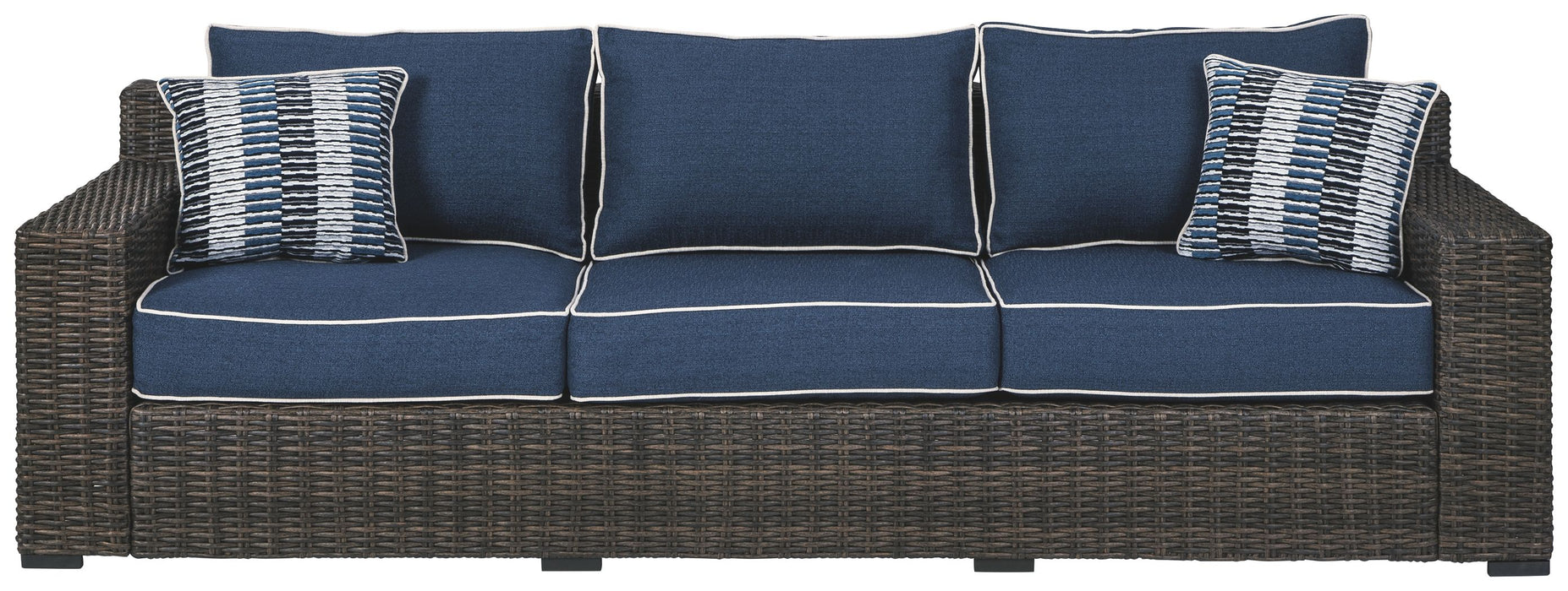 Grasson - Brown / Blue - Sofa With Cushion