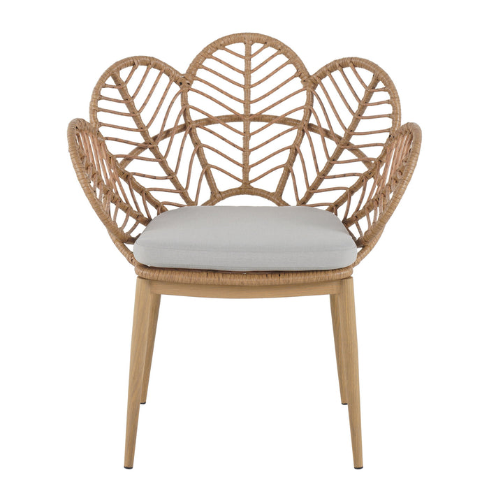 Kirk - Outdoor Patio 7 Pieces Chat Set With Wicker Chairs Cushions & Table - Beige / Light Brown / Teak