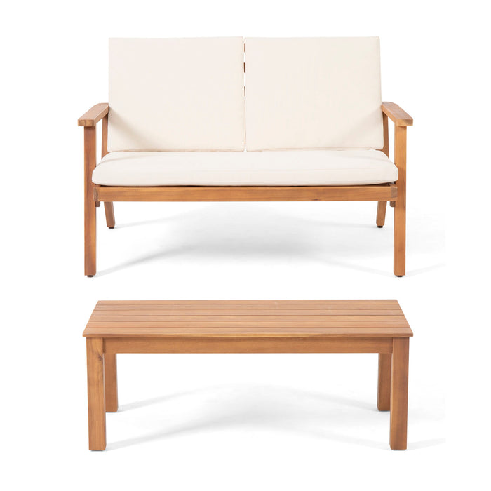 Serenit - 2 Piece Patio Set With Cushions, Loveseat And Coffee Table - Beige / Brown