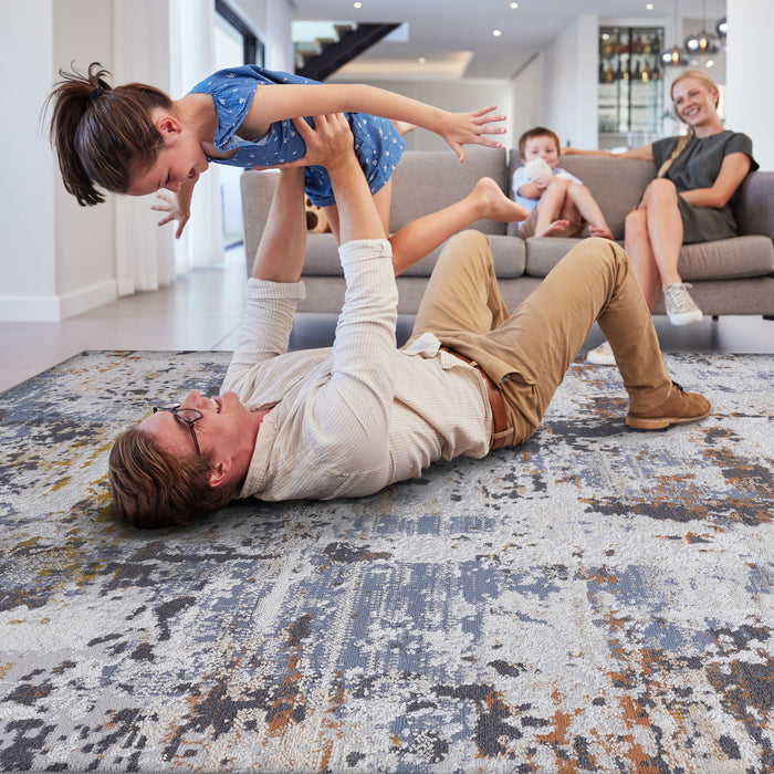 Payas - 8' X 10' Abstract Area Rug - Ivory / Blue