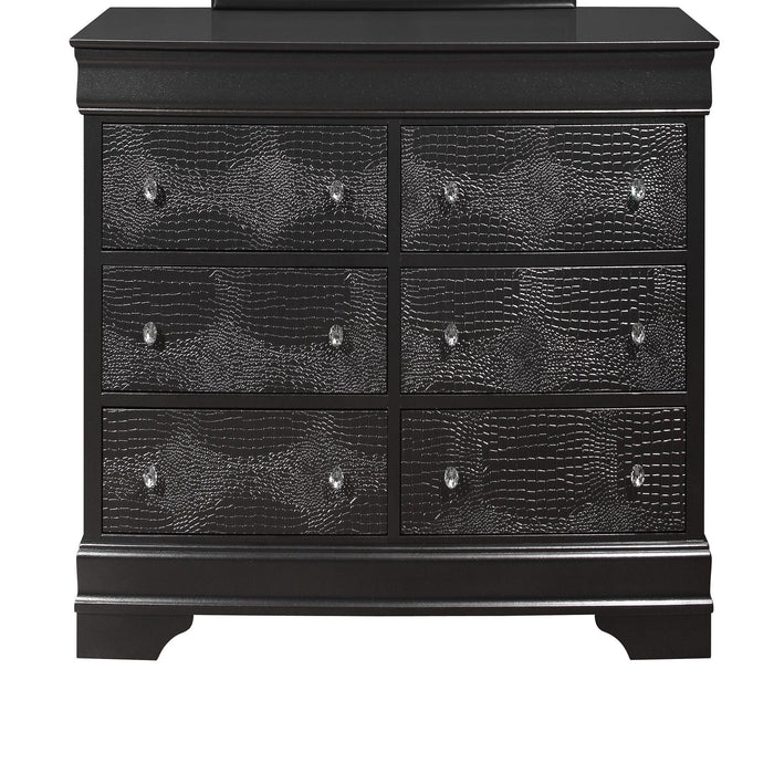 Shaker - 5 Pieces Bedroom Set With Crystal Inspired Tufted Headboard And LED Lighting