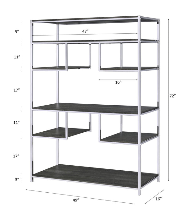 Vonara - Bookshelf - Chrome / Gray / Oak