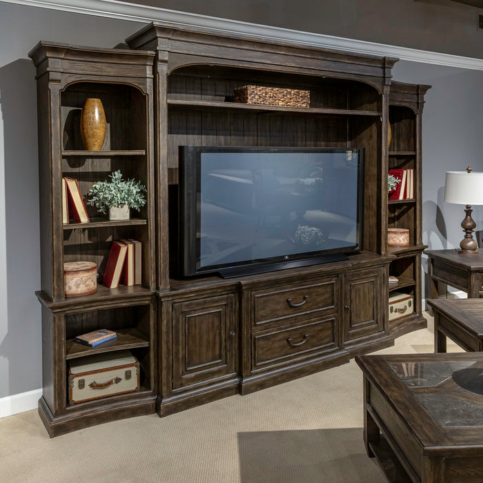 Paradise Valley - Entertainment Center With Piers - Dark Brown