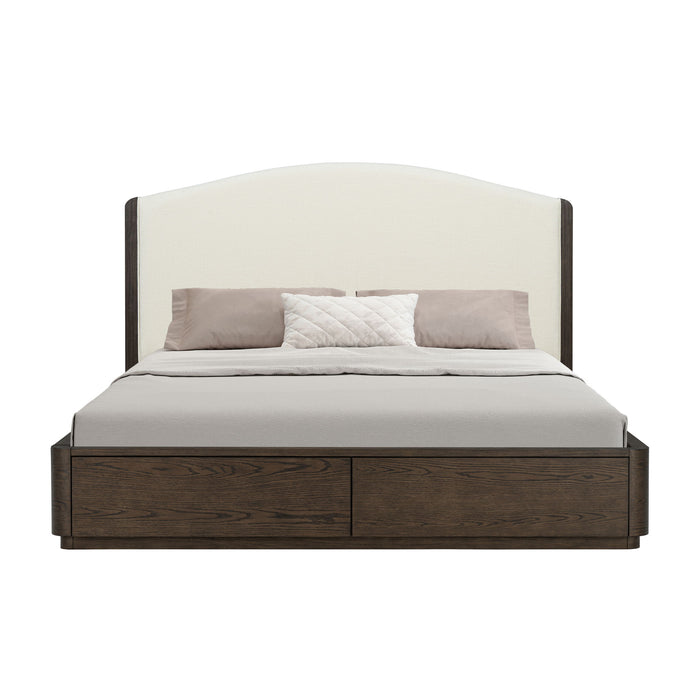 Athens - King Upholstered Storage Bed - Dark Brown