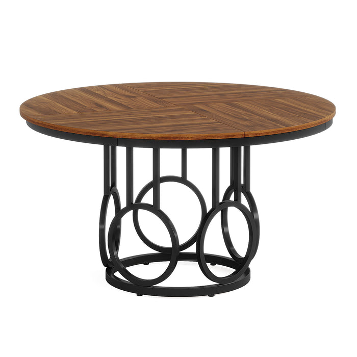 Round Dining Table For Kitchen & Dining Room - Brown / Black