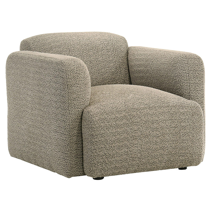 Dorset Fabric Upholstered Round Track Arm Accent Chair Brown