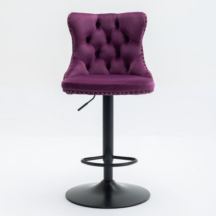 Swivel Barstools Adjusatble Seat Height, Modern Upholstered Bar Stools With Backs Comfortable Tufted For Home Pub And Kitchen Island (Set of 2)