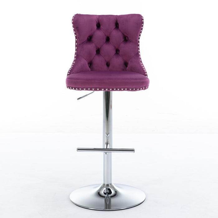 Swivel Barstools Adjusatble Seat Height From 25-33", Modern Upholstered Base Bar Stools With Backs Comfortable Tufted For Home Pub And Kitchen Island (Set of 2)