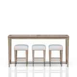 Glass Console Table With 3 Stools - Frosted
