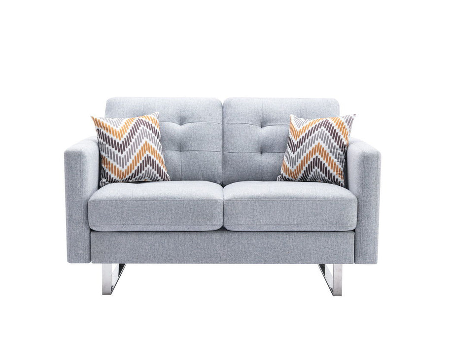 Victoria - Fabric Loveseat With Metal Legs, Side Pockets, And Pillows