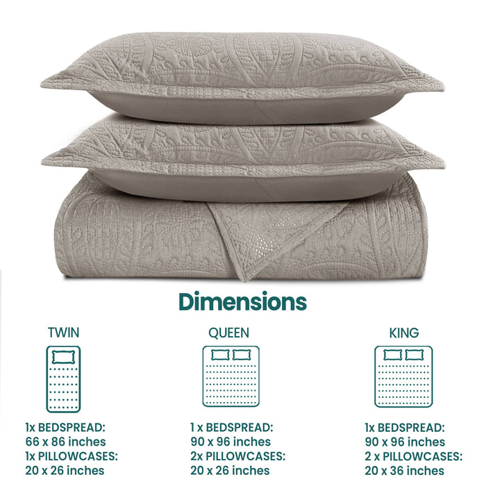 Quilted Bedspread 3 Pc Coverlet Bedding Quilt Set All Season