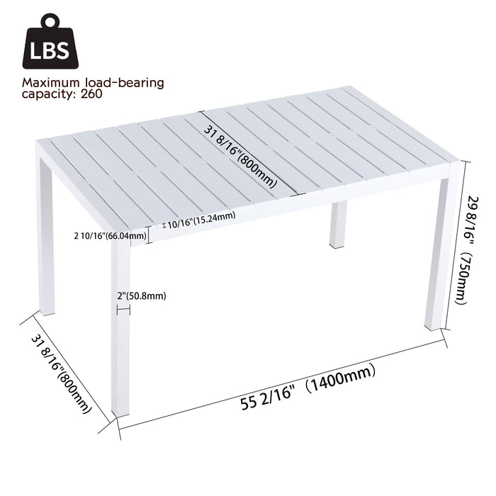 Modern Long Table, UV Resistant And Rust Proof - White