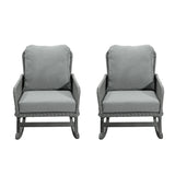 Contemporary Minimalist Wicker Rocking Chair With Soft Cushions And Durable Wooden Frame