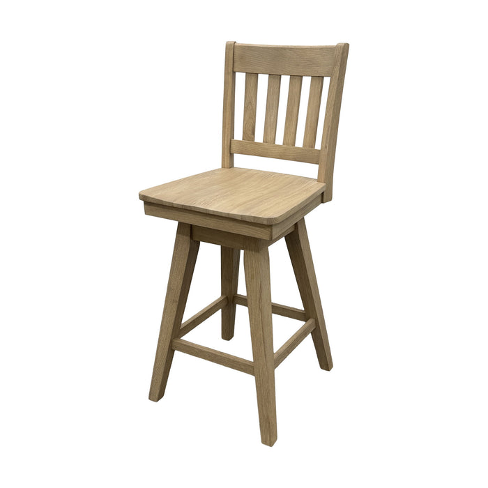 Wooden Barstool With Slat Back