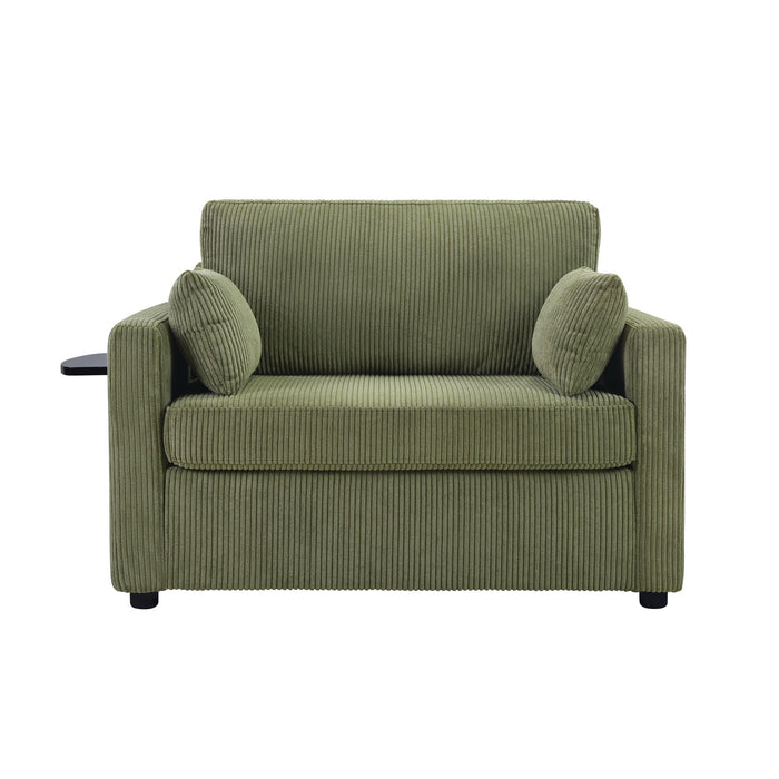Sleeper Sofa With Foldable Mattress, USB Ports, Side Table & Storage Pocket
