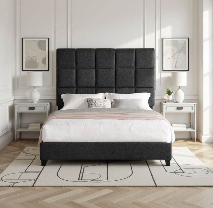 Squares Upholstered Headboard Platform Bed