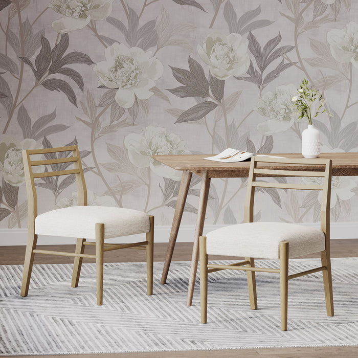 Farmhouse Style Dining Chair Set With Ladder Back Design