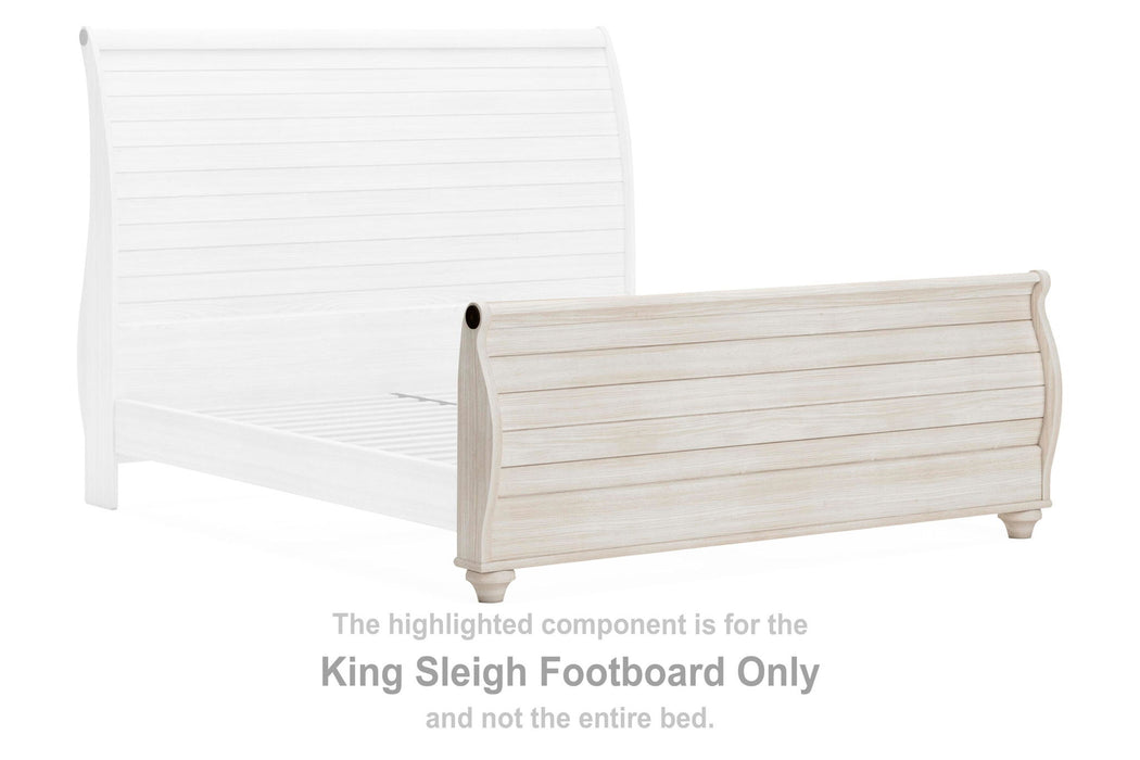 Willowton - King Sleigh Footboard with Faux Plank Design - Whitewash