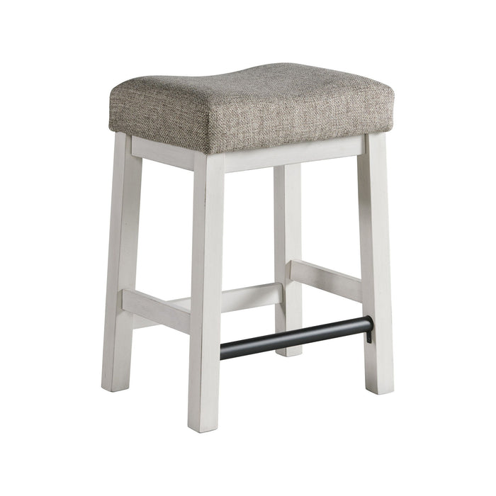 Drake - Backless Stool - Rustic White / French Oak