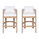 Modern Matera Barstool (Set of 2) With Wraparound Back And Rope - Teak / Beige