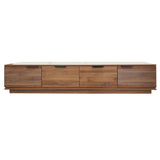 TV Stand, Entertainment Center & Fluted Door & Cable Management, Soft Closing Hinges - Walnut