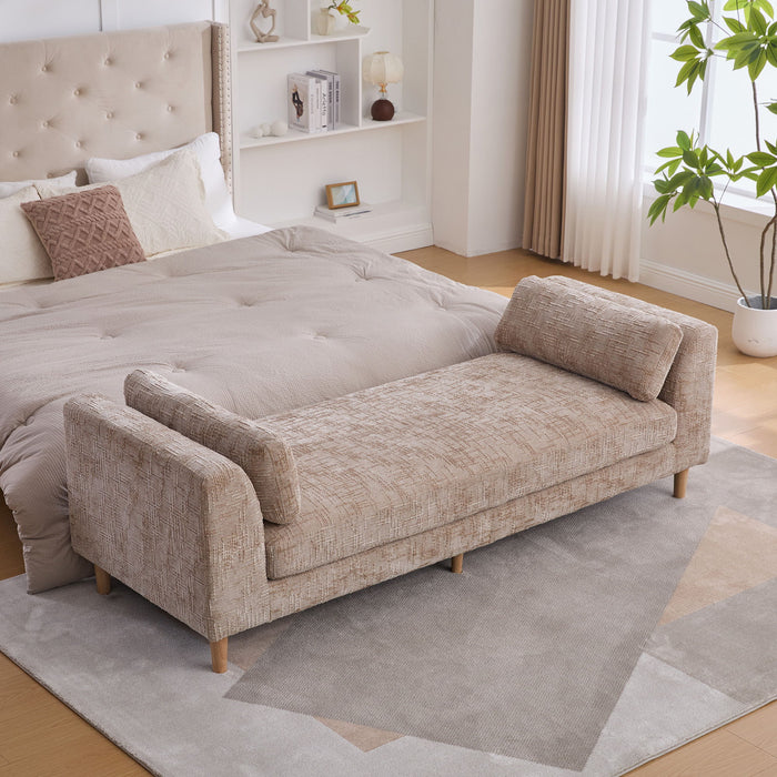 Modern Upholstered End Of Bed Bench With Armrests