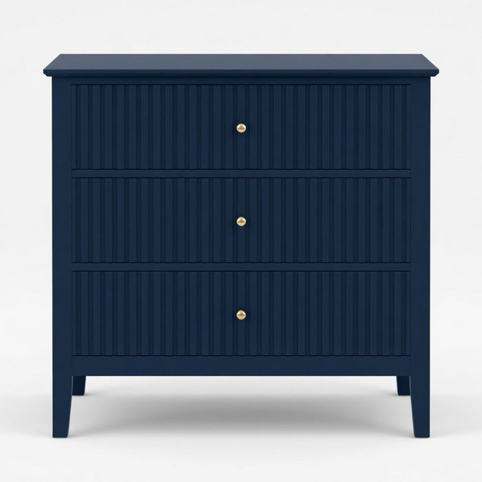 Fluted 3 Drawer Nightstand With Soft Close Slides