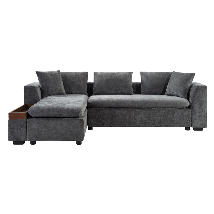 Modern L Shaped Sectional Sofa With Upholstery And Wooden Storage