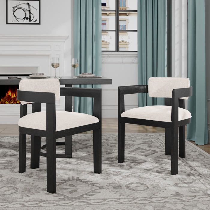 Modern Boucle Fabric Dining Chair With Armrest
