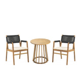 Outdoor 3 Pieces Acacia Wood Dining Set With Cushions