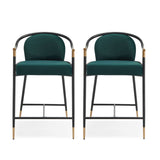 Contemporary Upholstered Counter Stool Set With Metal Frame