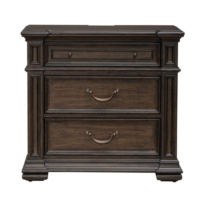 Providence Park - Nightstand With Charging Station - Chateau Brown