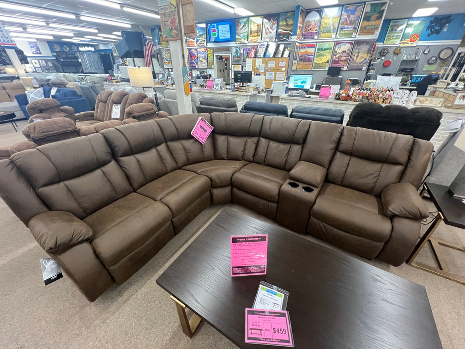 Trail boys 2 pc reclining brown sectional