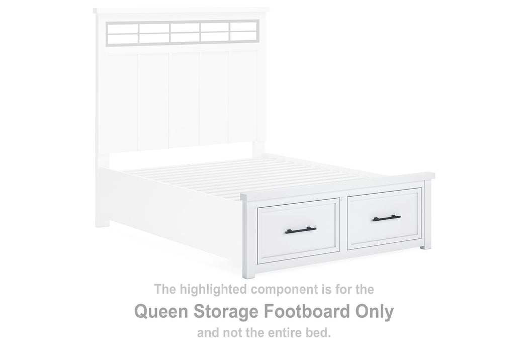 Ashbryn - Queen Storage Footboard - White / Natural