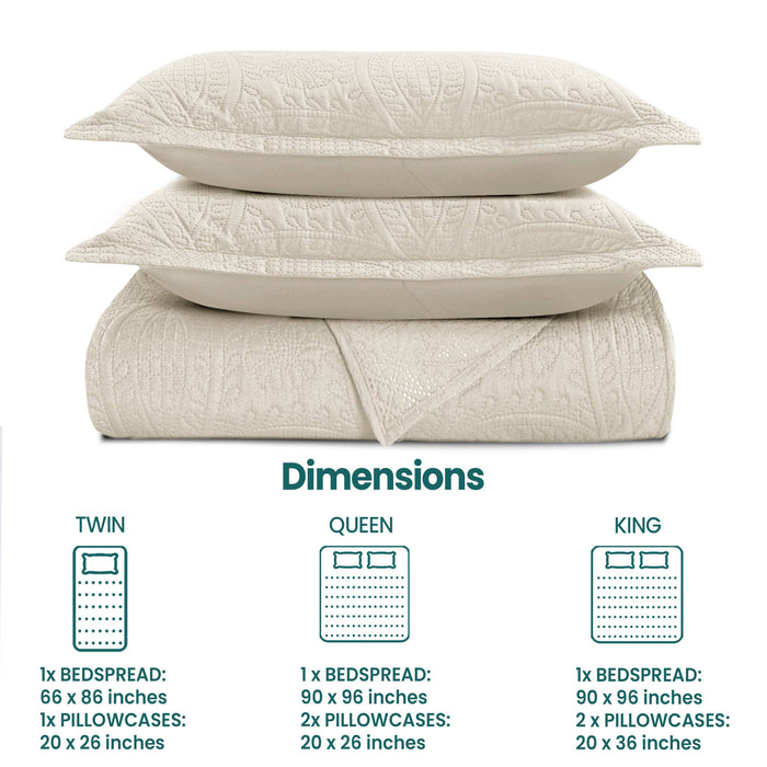 Quilted Bedspread 3 Pc Coverlet Bedding Quilt Set All Season