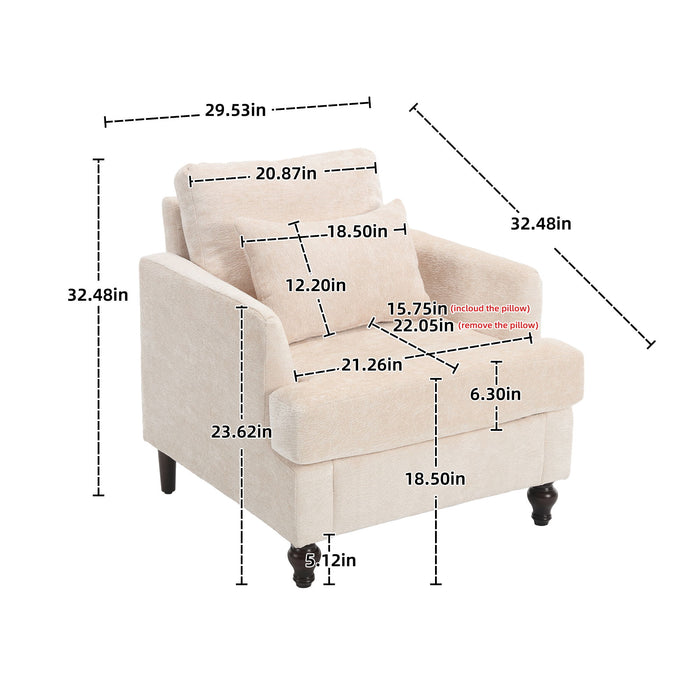 Modern Mid Century Wood Frame Armchair With Tufted Design