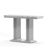 Printed Top Rectangular Console Table, Base With Mirrored Finish