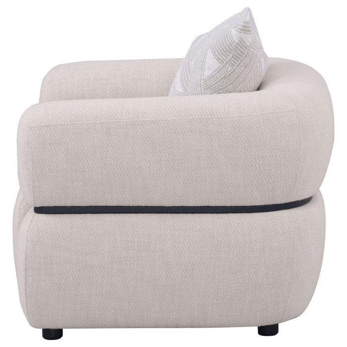 Jeanette - Fabric Upholstered Round Arm Accent Chair - Beige